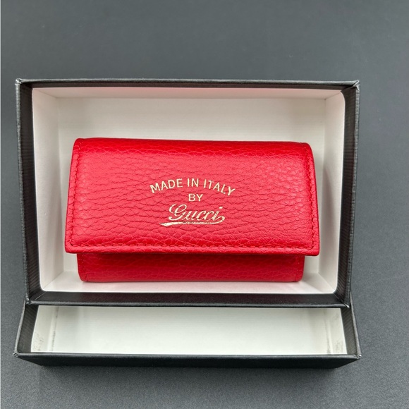 Authentic Gucci Key Case Color Red Women Fashion W 9.5cm H 7cm D 1cm - Picture 1 of 14